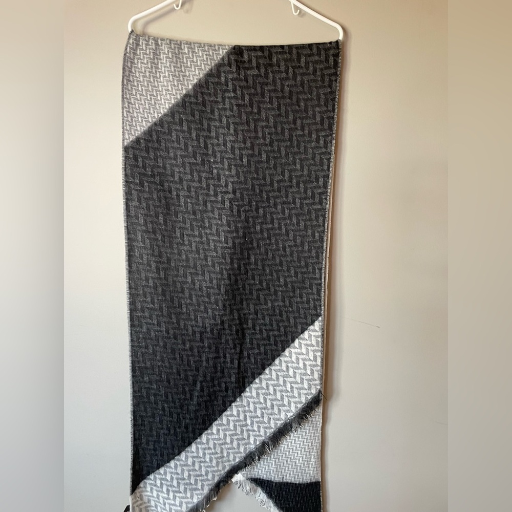 Gray and Black Chevron Scarf